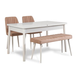 Hanah Home Santiago White-Stone Conjunto de Mesa de Comedor Extensible y Sillas